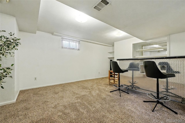 7314 W Walker Pl, Littleton, CO 80123 - exercise room with a dry bar, baseboards, visible vents, and carpet floors