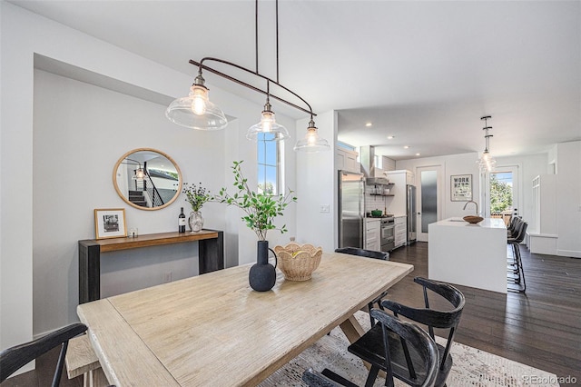 4180 Ames St, Denver, CO 80212 - dining area with dark wood-type flooring and recessed lighting