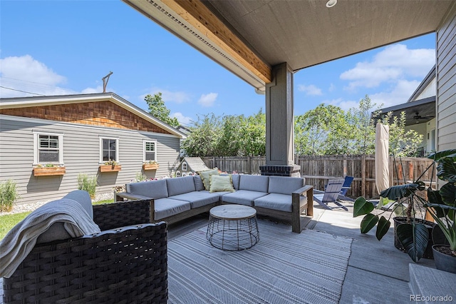 4180 Ames St, Denver, CO 80212 - deck featuring an outdoor living space and a fenced backyard