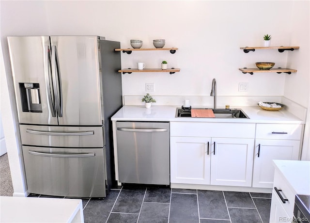 kitchen featuring sink, white cabinets, and stainless steel appliances