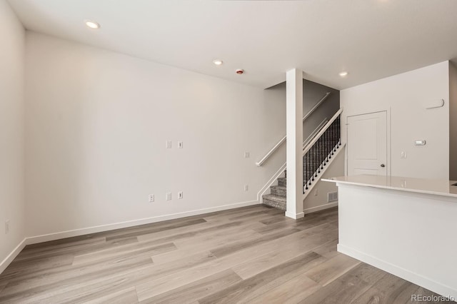 unfurnished living room featuring light hardwood / wood-style floors