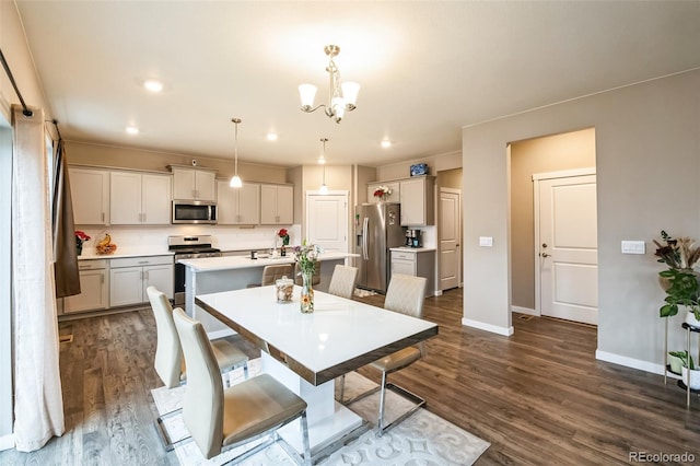 833 Vixen Dr, Fort Collins, CO 80524 - dining room featuring sink, dark wood-type flooring, and a chandelier