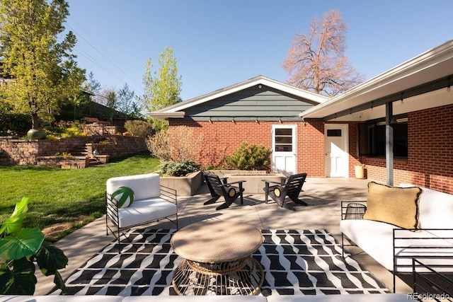 view of patio featuring an outdoor hangout area