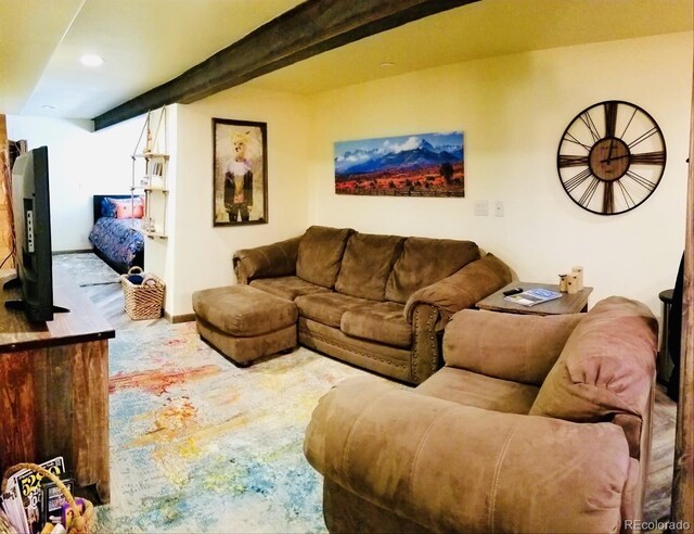 8211 Rocky Mountain Dr, Lakewood, CO 80214 - living area with recessed lighting and beamed ceiling