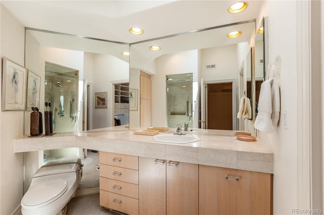 400 S Steele St Unit 13, Denver, CO 80209 - bathroom featuring recessed lighting, vanity, and a stall shower