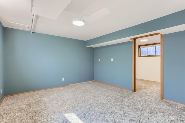 basement with carpet floors