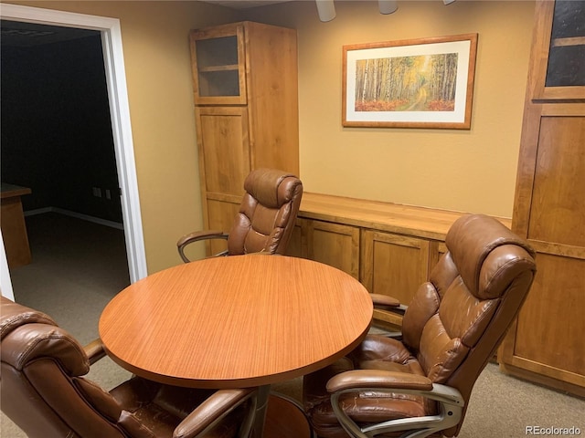 view of carpeted home office