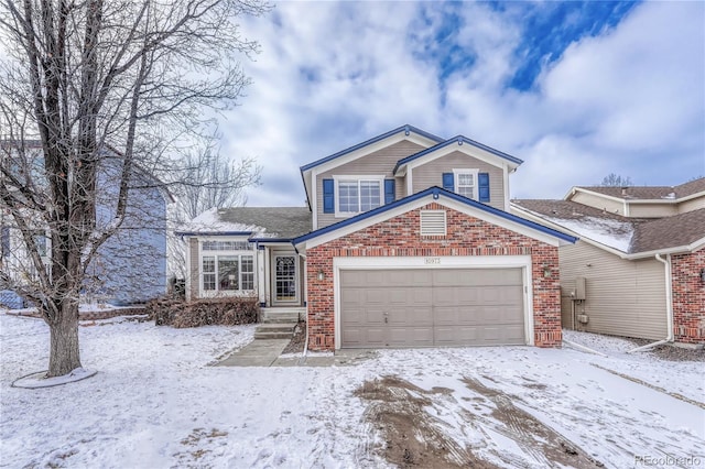 view of front property with a garage