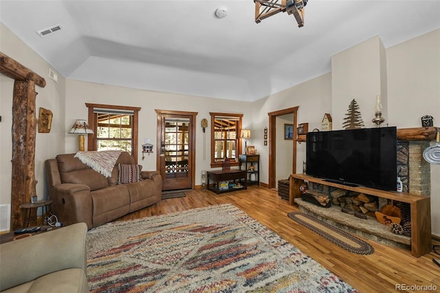 27802 Shadow Mountain Dr, Conifer, CO 80433 - living room featuring wood finished floors