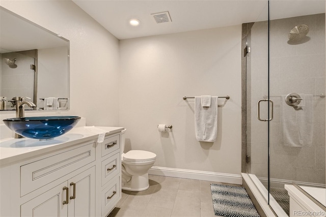 3120 Redhaven Way, Highlands Ranch, CO 80126 - full bathroom featuring tile patterned floors, visible vents, baseboards, and a stall shower