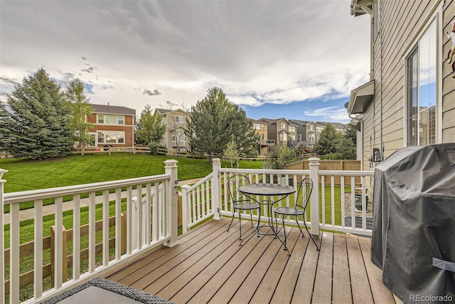 3120 Redhaven Way, Highlands Ranch, CO 80126 - deck featuring a residential view, a yard, and grilling area