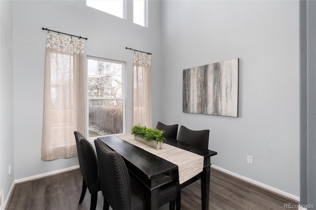 dining area featuring dark hardwood / wood-style floors