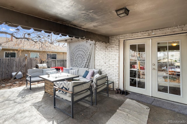 view of patio featuring outdoor lounge area and french doors