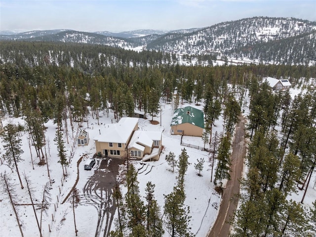 27987 Pine Grove Trl, Conifer, CO 80433 - snowy aerial view with a mountain view