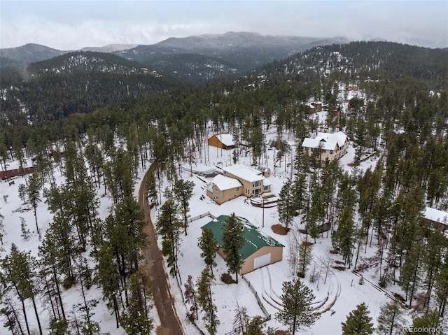 27987 Pine Grove Trl, Conifer, CO 80433 - snowy aerial view with a mountain view