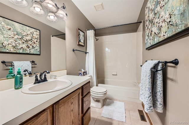 17509 E Kenyon Dr, Aurora, CO 80013 - bathroom with vanity, shower / tub combo with curtain, and tile patterned floors