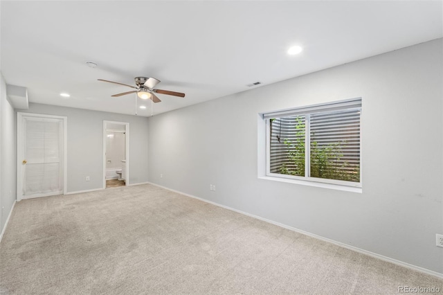 4960 Seton Pl, Colorado Springs, CO 80918 - unfurnished bedroom featuring carpet floors, recessed lighting, connected bathroom, and ceiling fan