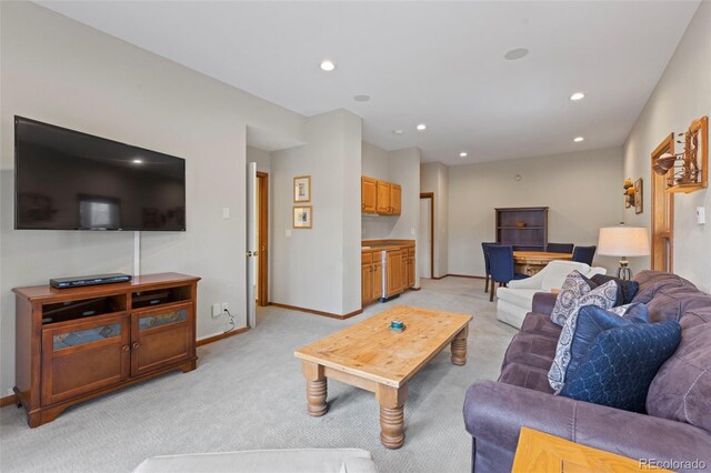 1107 Penstemon Rd, Dillon, CO 80435 - living room with recessed lighting, light colored carpet, and baseboards