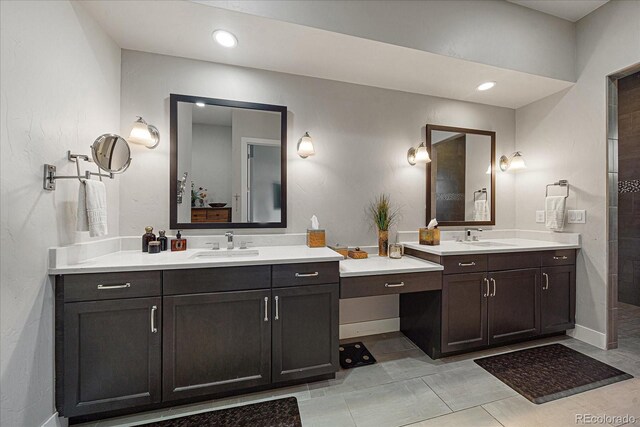 bathroom featuring vanity and tile patterned flooring