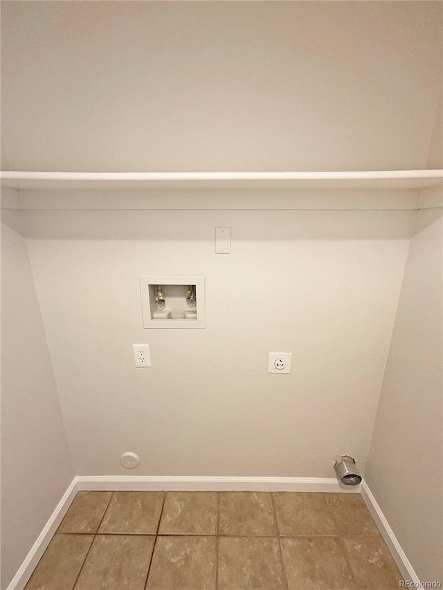 laundry area featuring tile patterned flooring, washer hookup, and electric dryer hookup