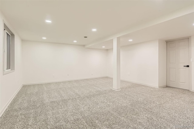 basement featuring carpet