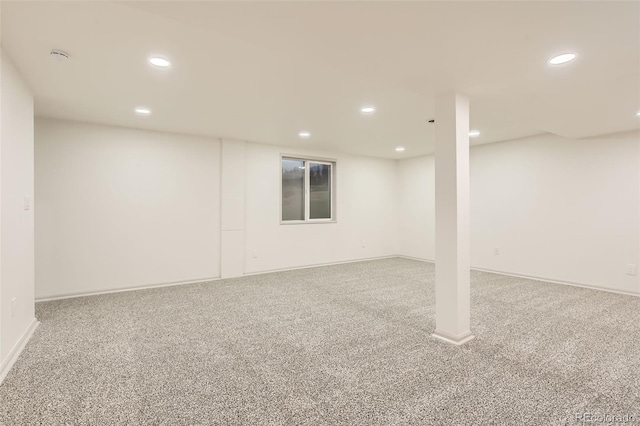 basement featuring carpet