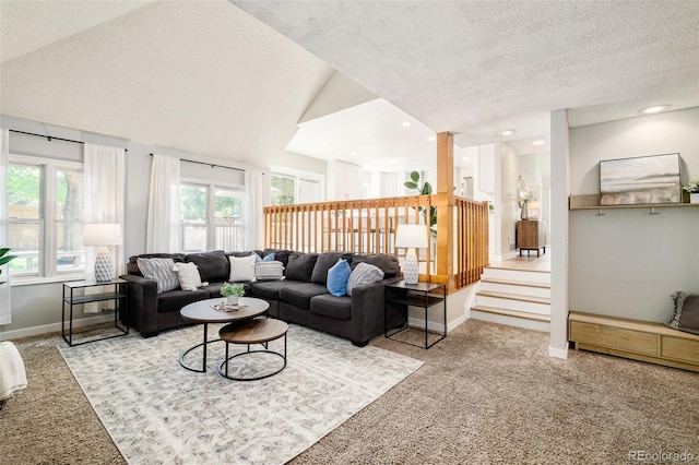 16438 E Prentice Cir, Centennial, CO 80015 - carpeted living area featuring a textured ceiling and recessed lighting