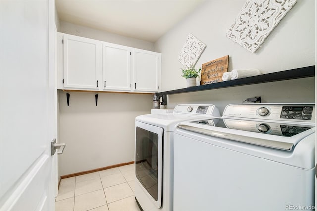 16438 E Prentice Cir, Centennial, CO 80015 - laundry room with cabinet space, separate washer and dryer, and light tile patterned floors