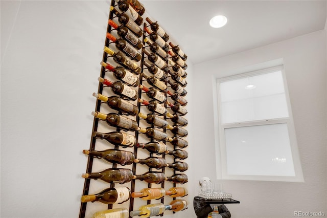 wine cellar featuring recessed lighting