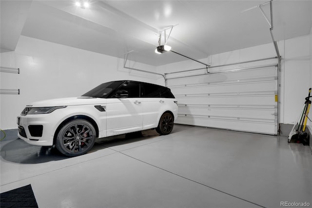 garage with a garage door opener