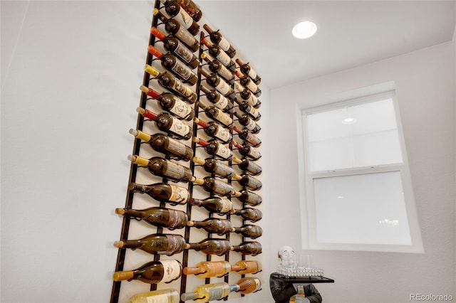 view of wine cellar