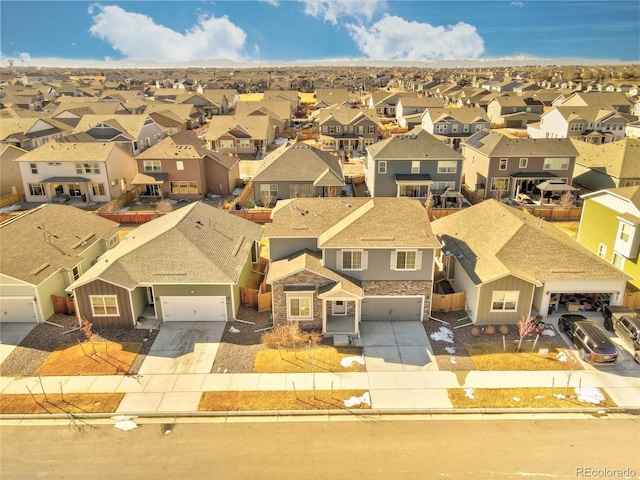 bird's eye view with a residential view