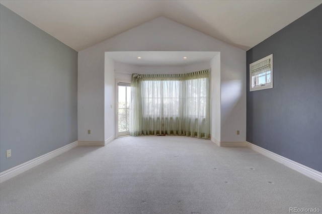 14993 W 55th Dr, Golden, CO 80403 - carpeted spare room with lofted ceiling, baseboards, and recessed lighting
