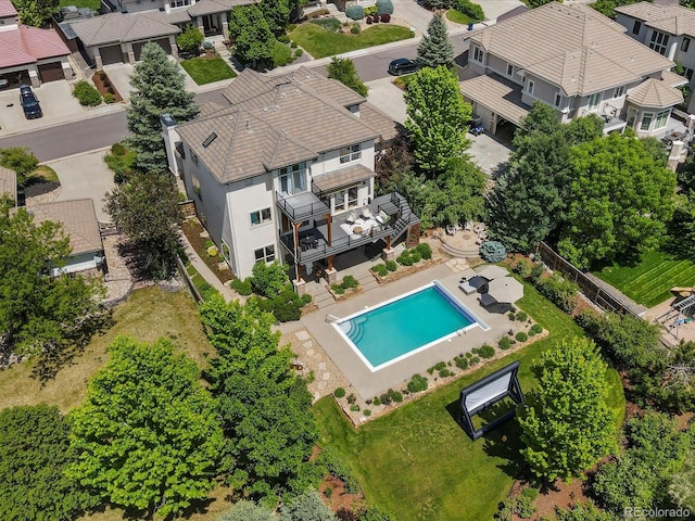 10057 S Shadow Hill Dr, Lone Tree, CO 80124 - aerial view of residential area featuring a pool