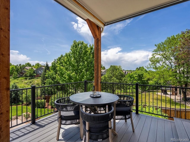 10057 S Shadow Hill Dr, Lone Tree, CO 80124 - wooden deck featuring outdoor dining space