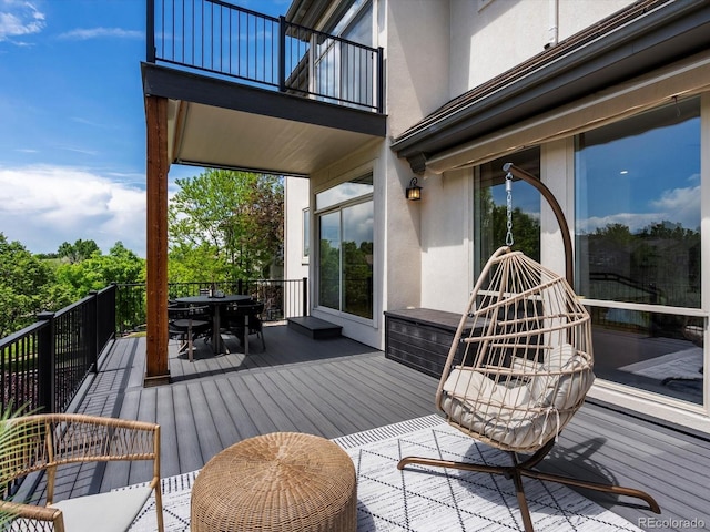 10057 S Shadow Hill Dr, Lone Tree, CO 80124 - wooden deck featuring outdoor dining area