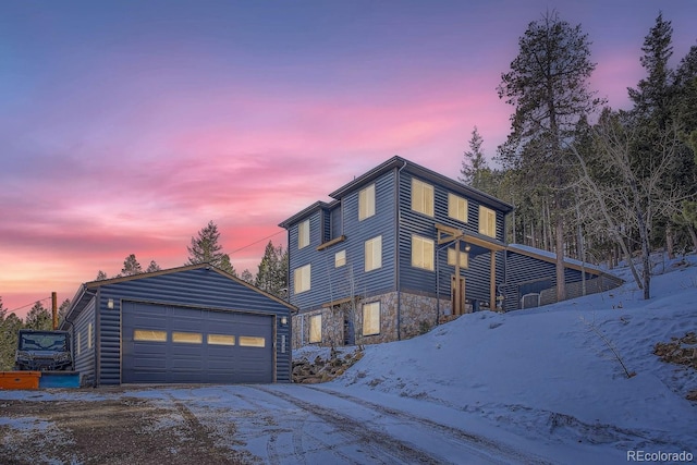 view of front of home featuring a garage