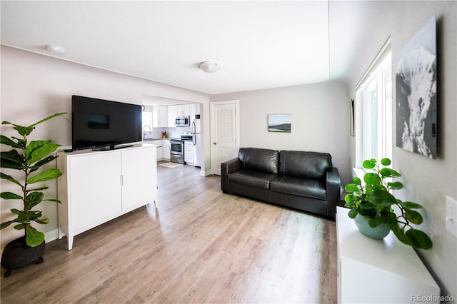 living room with light wood finished floors
