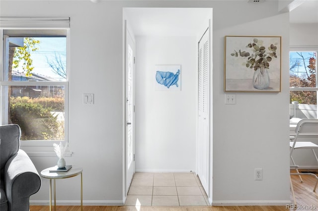 hall featuring light hardwood / wood-style flooring