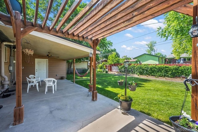2069 E 116th Ave, Northglenn, CO 80233 - view of patio / terrace featuring ceiling fan and a pergola