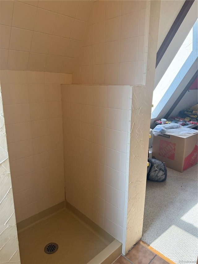 274 Lincoln Dr, Idaho Springs, CO 80452 - full bath with a tile shower and vaulted ceiling
