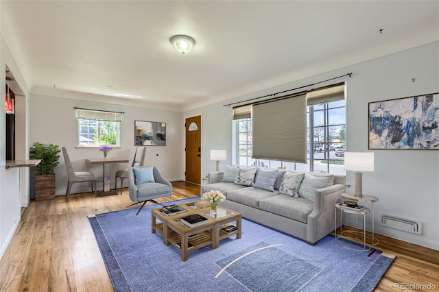 3600 Olive St, Denver, CO 80207 - living area featuring baseboards and light wood-style floors