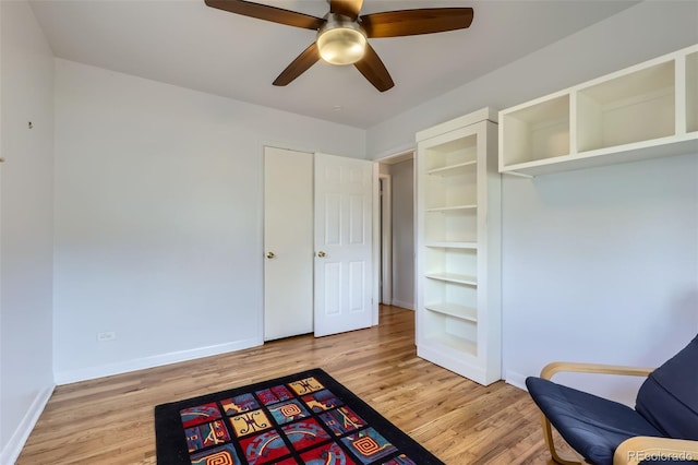 3600 Olive St, Denver, CO 80207 - unfurnished room with baseboards, ceiling fan, and light wood-type flooring