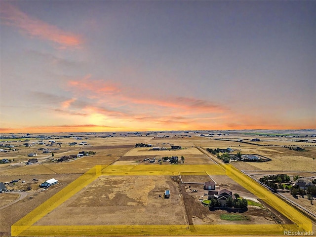 view of aerial view at dusk