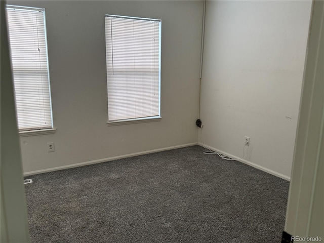 empty room with dark colored carpet