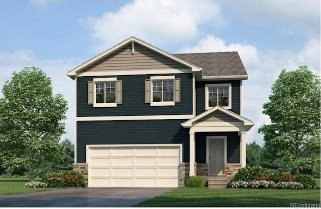 11790 Foraker Ln, Colorado Springs, CO 80925 - view of front of property with driveway, a garage, and stone siding