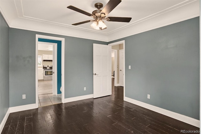 3979 S Grant St, Englewood, CO 80113 - unfurnished bedroom featuring wood finished floors, crown molding, and ceiling fan
