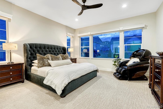 2159 Bellcove Dr, Castle Pines, CO 80108 - bedroom with carpet, a ceiling fan, and recessed lighting