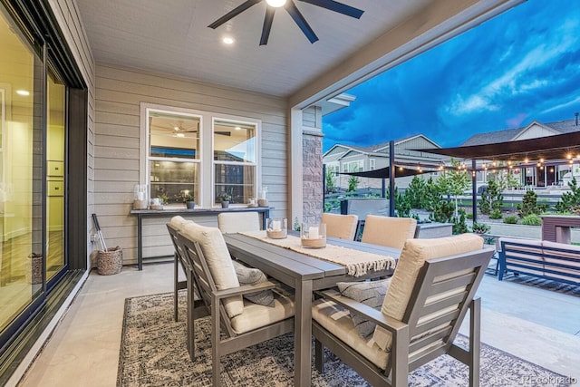 2159 Bellcove Dr, Castle Pines, CO 80108 - view of patio featuring outdoor dining area and a ceiling fan