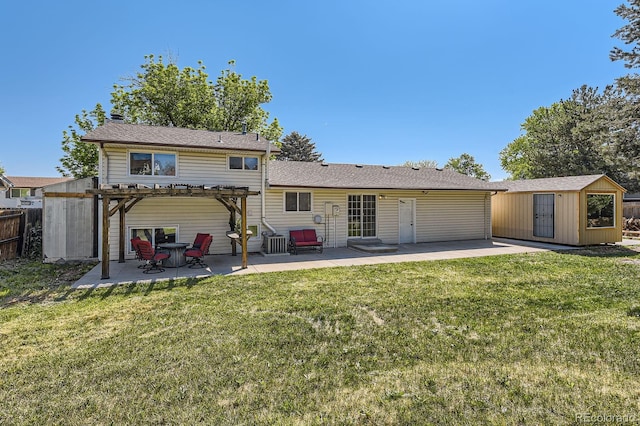 13483 Achilles Dr, Lone Tree, CO 80124 - back of house with a patio, a pergola, and a shed
